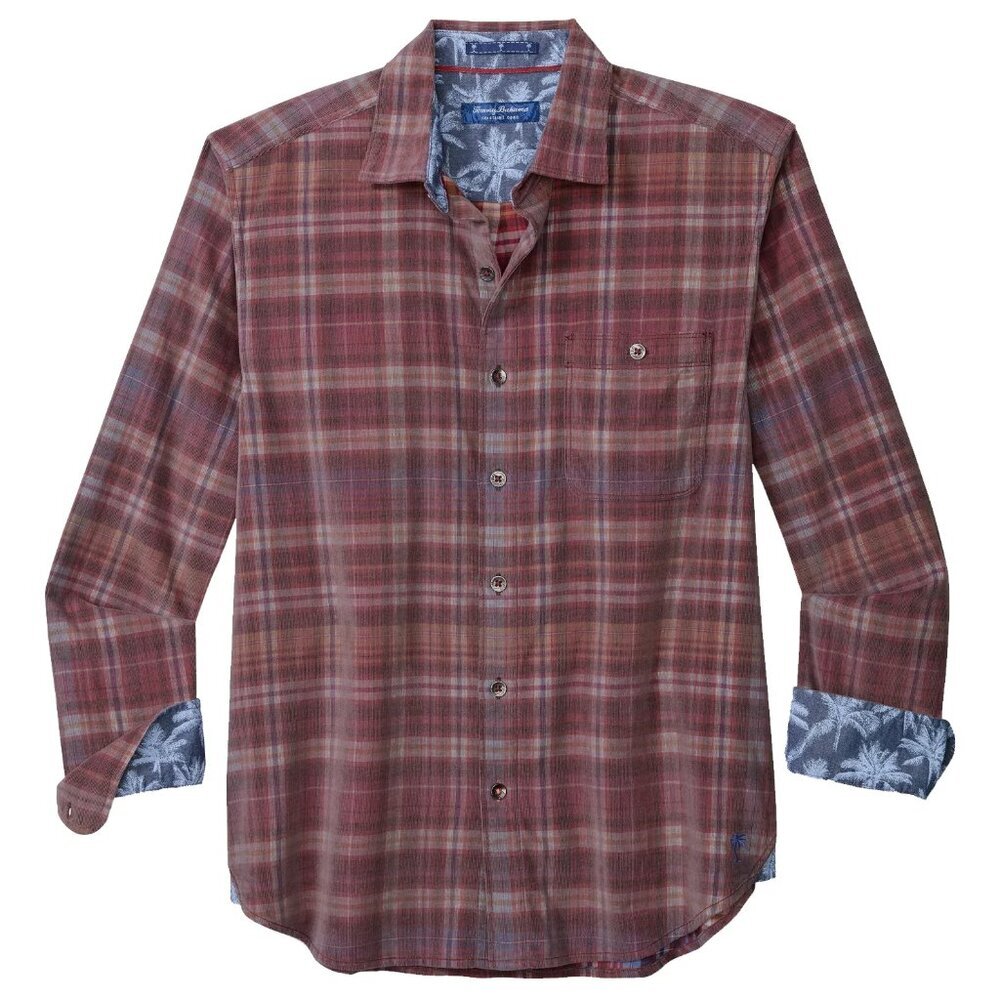 NWT Tommy Bahama Men's Coastline Cord Harbor Check Aged Claret XXL
